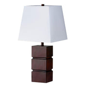 27.5' Tall Polyresin Table Lamp with Dark Cherry finish, White Fabric Shade