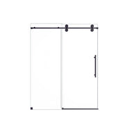 Frameless Single Sliding Shower Door - Clear Tempered Glass, Matte Black Finish, 44'-48'W x 76'H