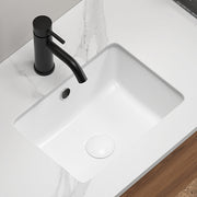 Undermount Bathroom Sink White Rectangle Porcelain Ceramic Vessel Sinks Deep Basin with Overflow Lavatory Vanity Sink Mounted Under the Counter