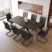 62.4' extendable 78.15' dining Table Set for 6-8 Person for Dining Room,C-shaped Tube Soft padded armless dining chair and Very large Dining Room Table Kitchen Table Chair Set with metal Legs