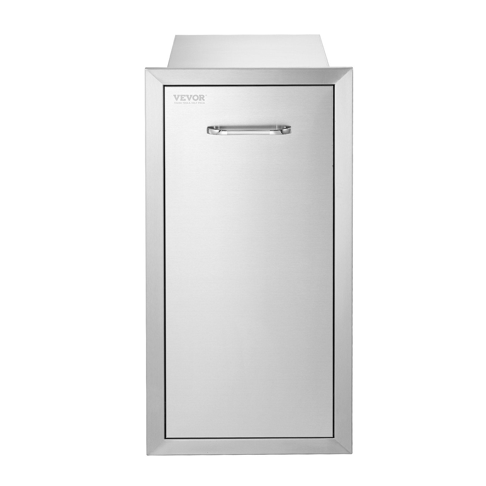 Pull Out Trash Drawer 13.4Wx26Hx19.6D Inch Lower Sliding Rails Stainless Steel Roll Out Trash Bin Pull Out Tray Outdoor Kitchen Trash Drawer with Handle for BBQ Island Grill Station