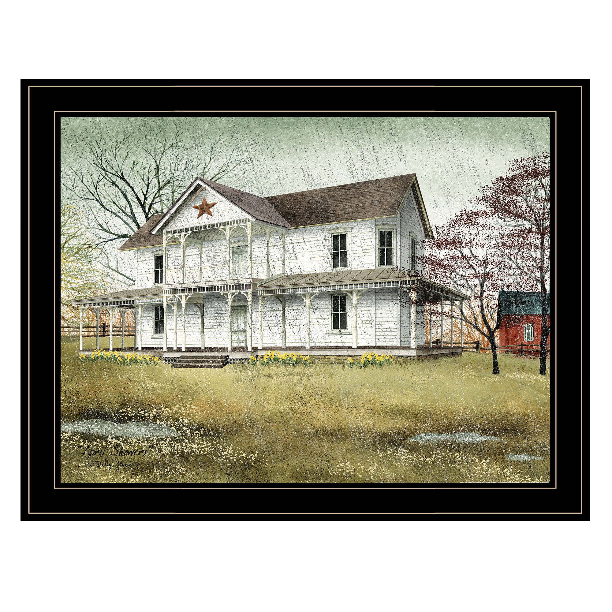 'April Showers' by Billy Jacobs, Ready to Hang Framed Print, Black Frame