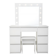 Large White Vanity Tables with Mirror and Light