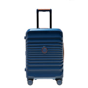 24' Lightweight Spinner Luggage with TSA Lock, USB Port, Wheel Lock, Artificial Leather Handle, Blue