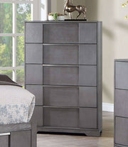 Gray Finish Contemporary Style 1pc Chest English Dovetail Drawers Nickel Fingers Pull Ball Bearing Glides Bedroom Furniture