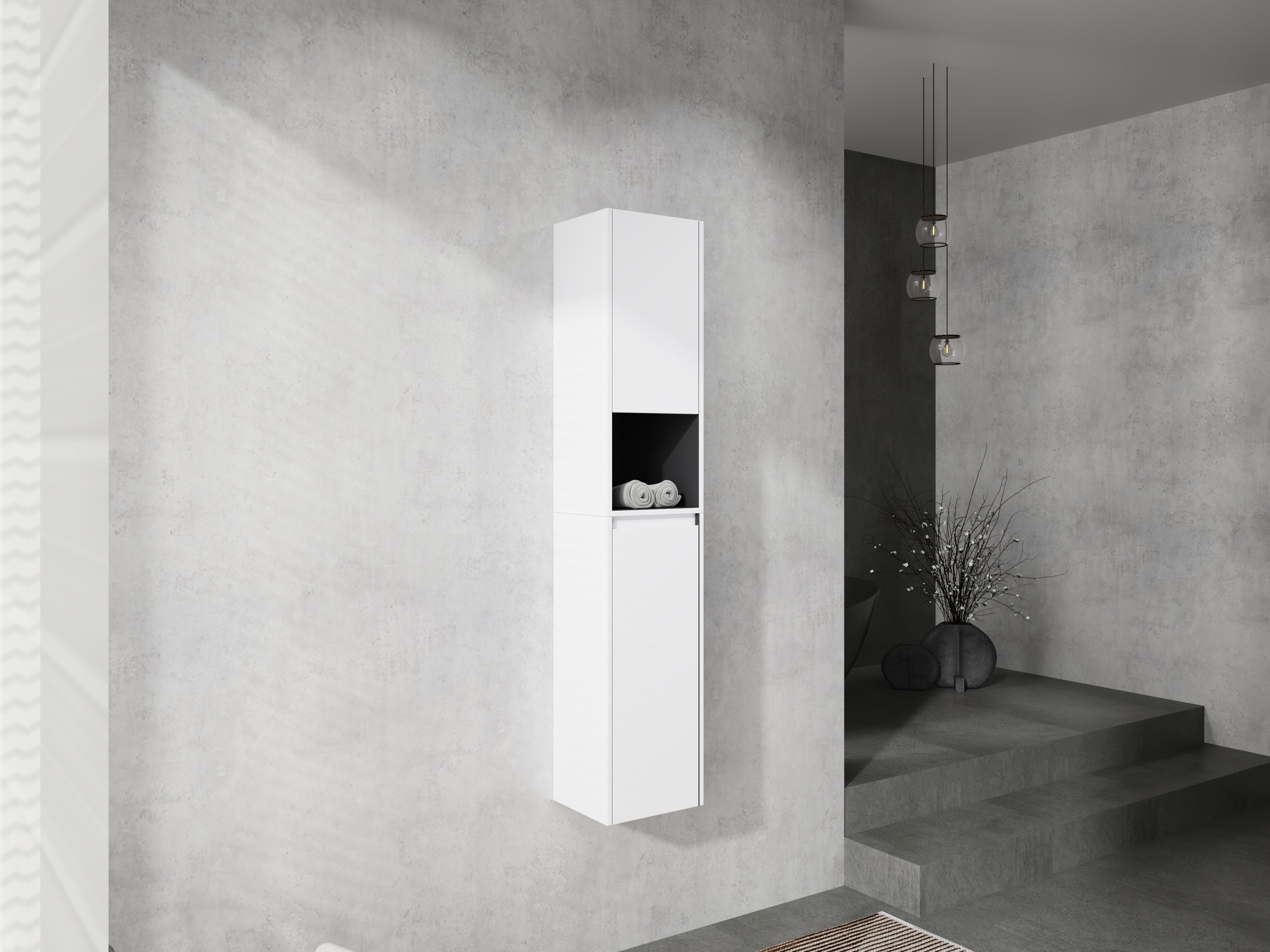 12' Bathroom Side Cabinet,2-Soft Close Doors,Float Mounting Design,12*2(KD-Packing)