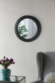 23.5' Circle Wall Mirror with Wooden Black Frame, Antique Classic Accent Mirror, for Living Room, Foyer, Bathroom, Office