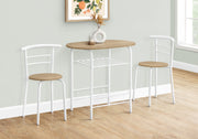 Dining Table Set, 3pcs Set, Small, 32' L, Kitchen, Natural Laminate, White Metal, Contemporary, Modern