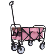 Minimeetall Strap Collapsible Foldable Wagon Cart with strapping system Folding Beach Wagon Utility Cart Utility Wagon Grocery Cart for Camping Shopping Sports Gardeing Fishing Supports 225lbs  pink