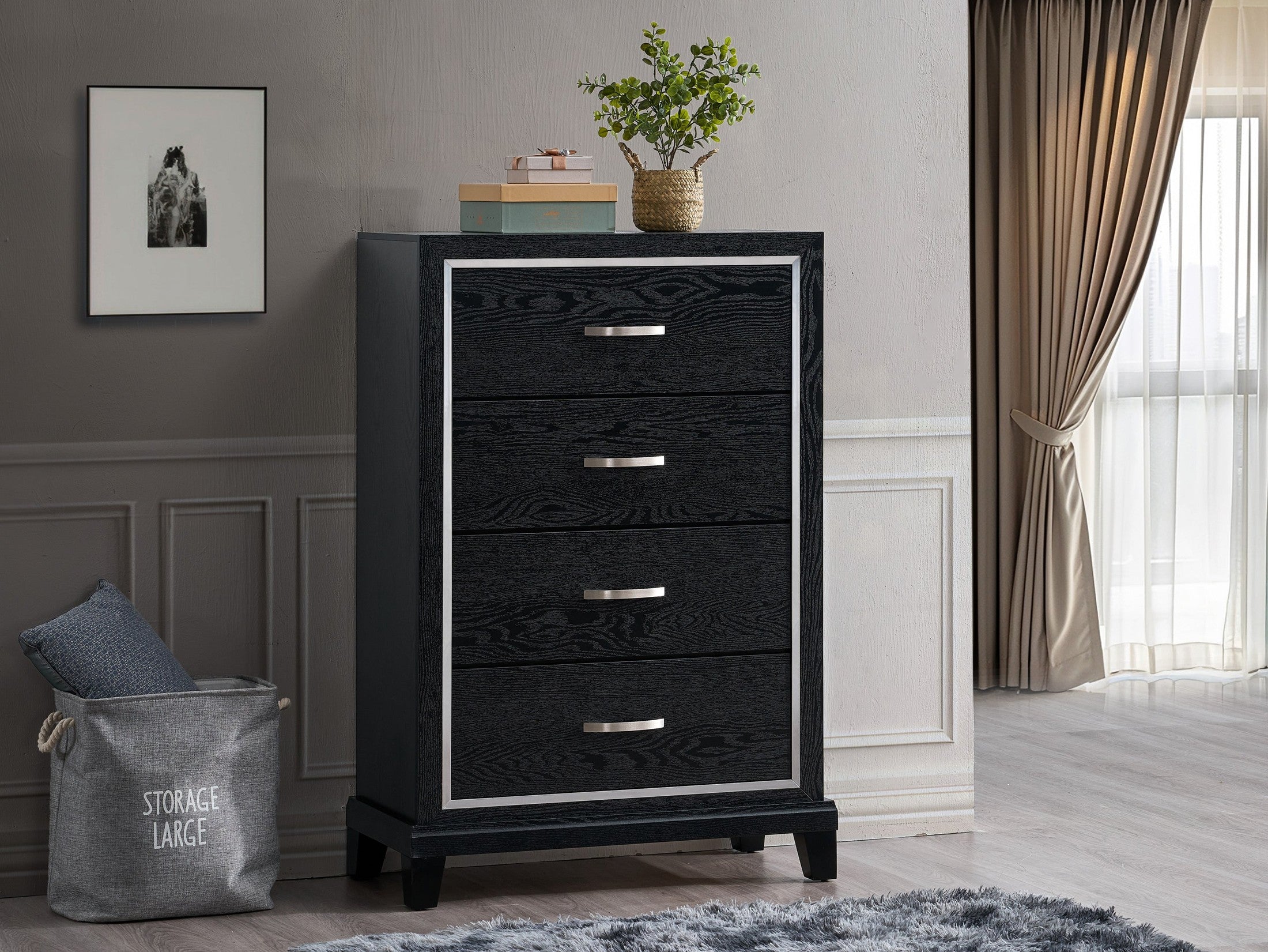 Livingston G02850-CH 4 Drawer Chest Black