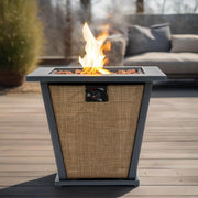 28' Propane Gas Fire Pit Table, 50000 BTU Square Steel Fire Pit  for Outside Patio Deck Garden Courtyard -Brown