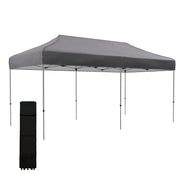 Outsunny 10' x 20' Pop Up Canopy Tent, Instant Sun Shelter with 3-Level Adjustable Height, Easy up Outdoor Tent for Parties with Wheeled Carry Bag for Garden, Patio, Gray