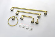6-Pieces Brushed Gold Bathroom Hardware Set SUS304 Stainless Steel Round Wall Mounted Includes Hand Towel Bar,Toilet Paper Holder,Robe Towel Hooks,Bathroom Accessories Kit