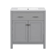 Modern Gray 30' Bathroom Vanity with Ceramic Sink and Soft Close Doors