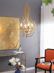 4 - Light Metal Chandelier, Hanging Light Fixture with Adjustable Chain for Kitchen Dining Room Foyer Entryway, Bulb Not Included