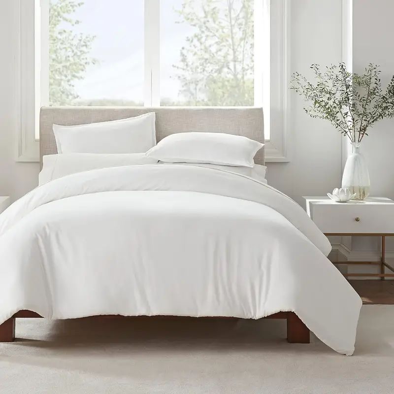 Serta Simply Clean Pleated Duvet cover White Queen
