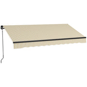 Outsunny 12' x 10' Retractable Awning, Patio Awning Sunshade Shelter with Manual Crank Handle, 280gsm UV Resistant Fabric and Aluminum Frame for Deck, Balcony, Yard, Beige and White