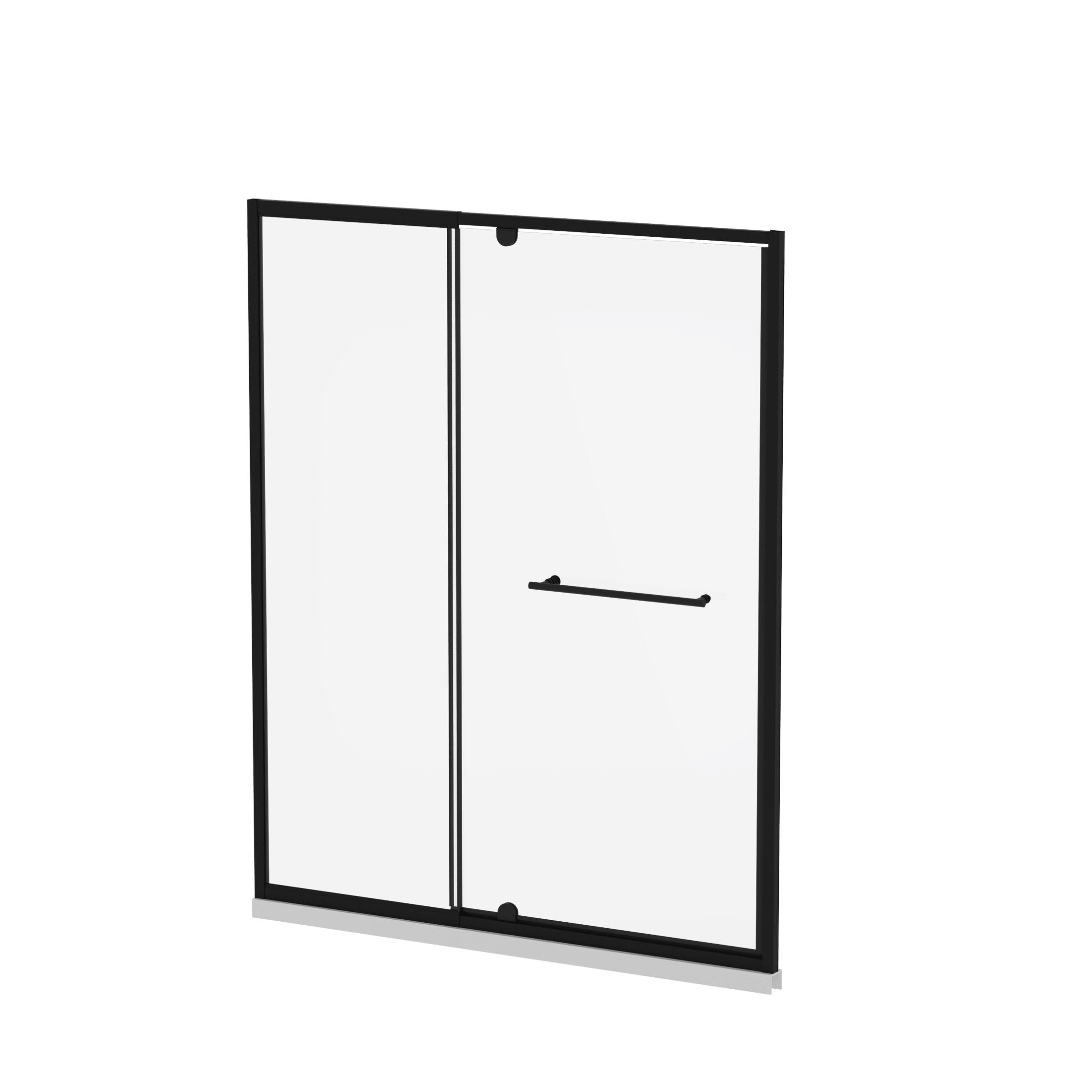 Modern Pivot Shower Door with Clear Tempered Glass and Stainless Steel Handle in Matt Black, 60in W x 72in H