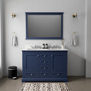 Navy Blue Double Bath Vanity 48 in. W x 22 in. D, Cultured Marble Top, and Faucet Set