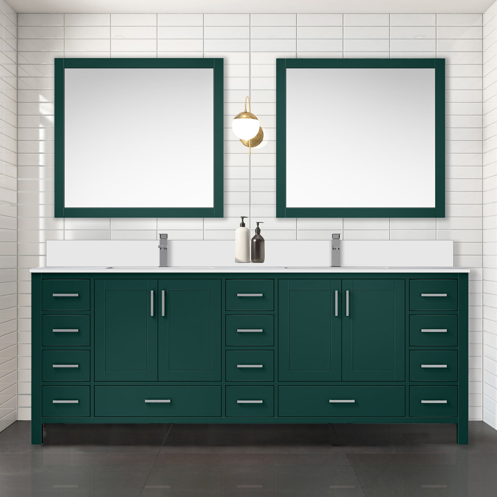 Green Double Bath Vanity 84 in. W x 22 in. D, with Cultured Marble Top