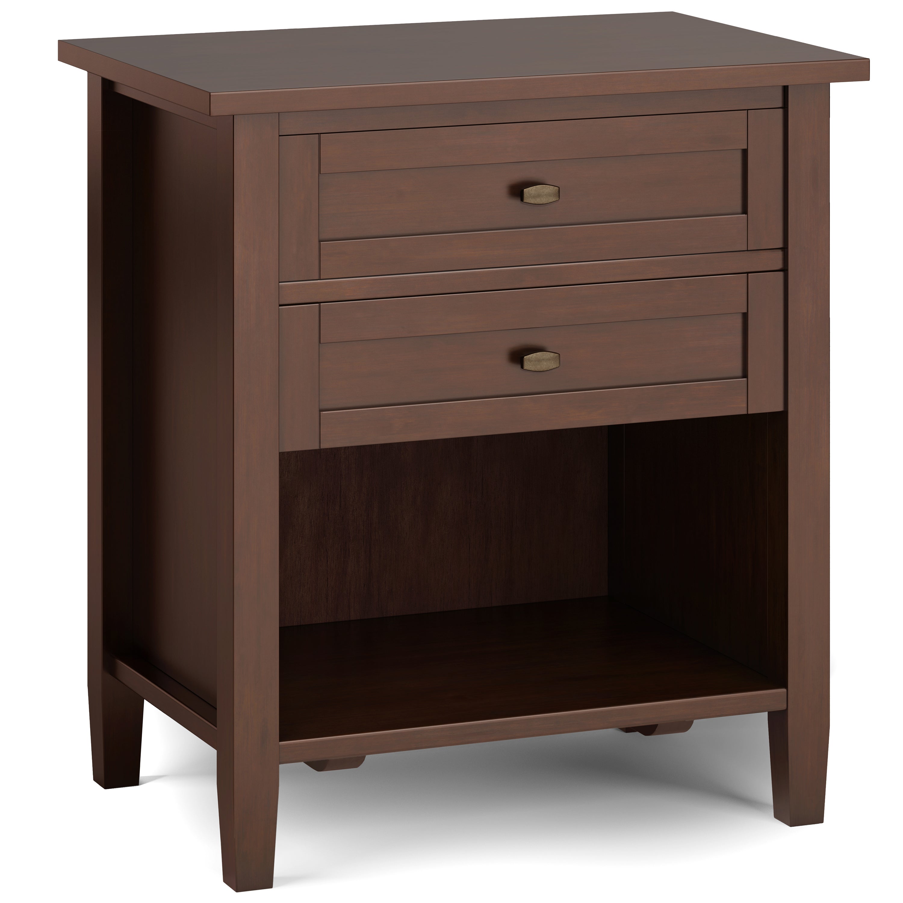 Warm Shaker Solid Wood 24 inch Wide Transitional Nightstand in Russet Brown