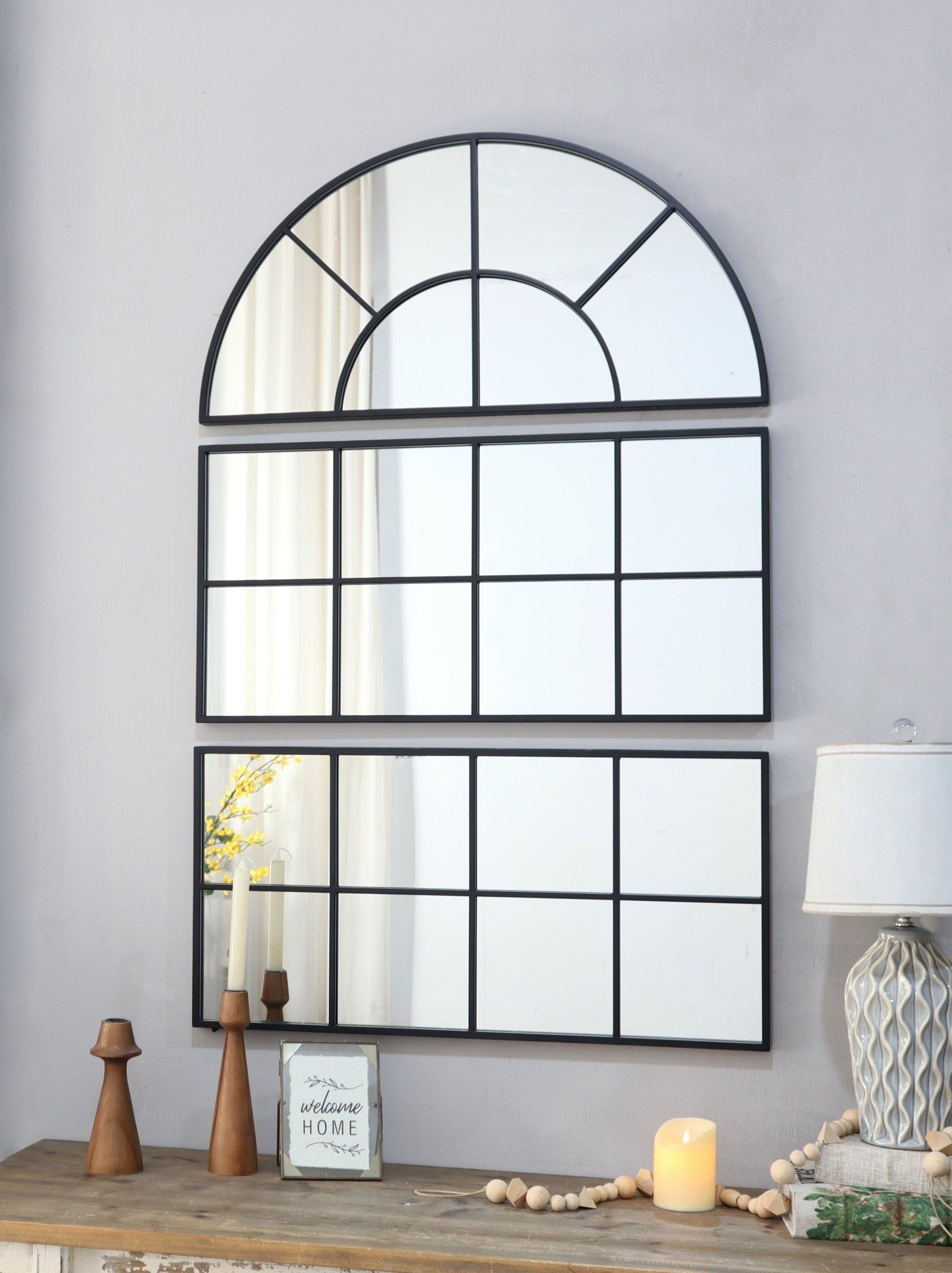 30' x 45' Large Arched Wall Mirror with Three Separate Sections
