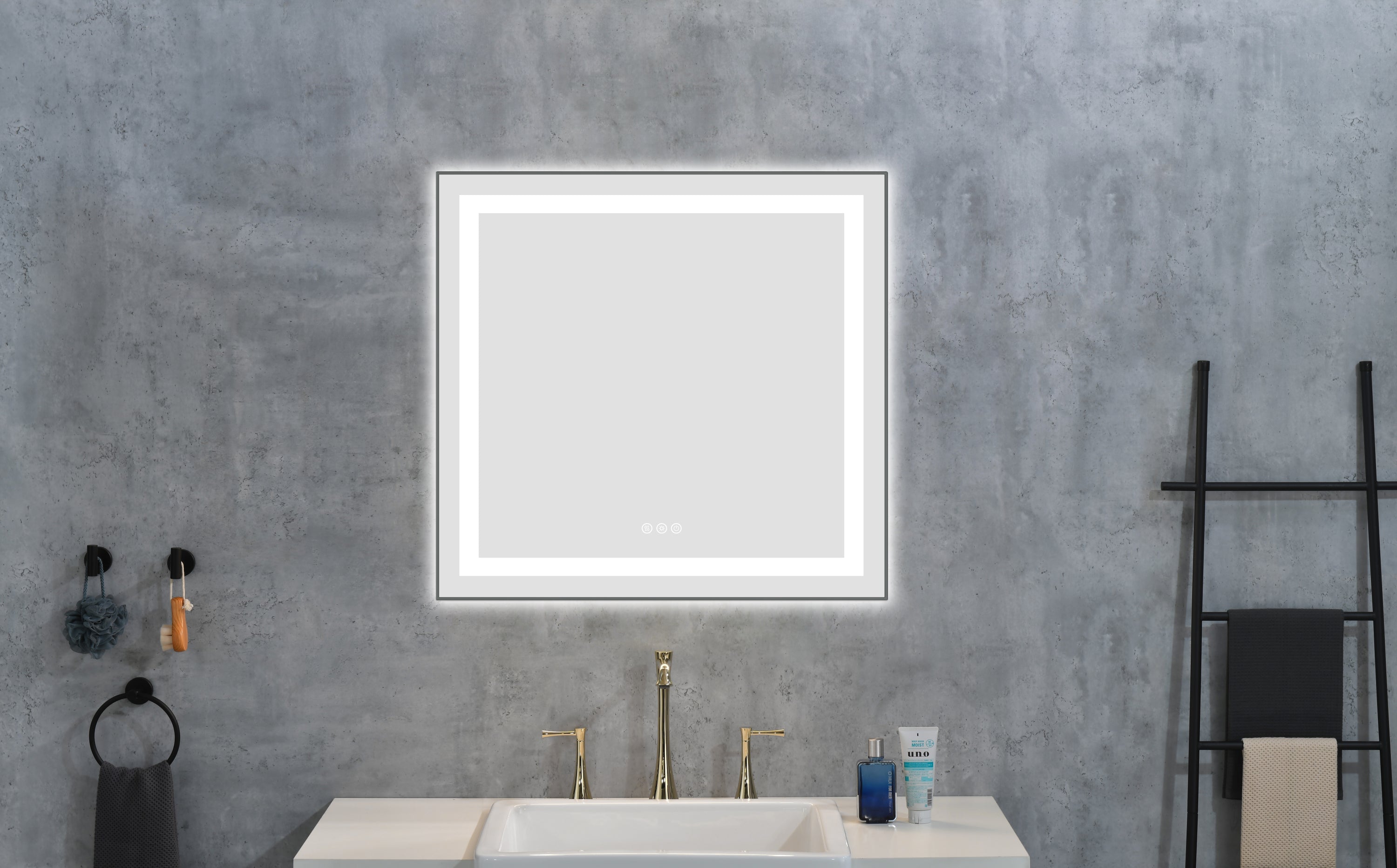 30' x 28' LED Bathroom Mirror with Front and Backlight, Wall Mounted Vanity Mirror with Aluminum Frame, Anti-Fog, Memory, 3 Colors, Stepless Dimmable