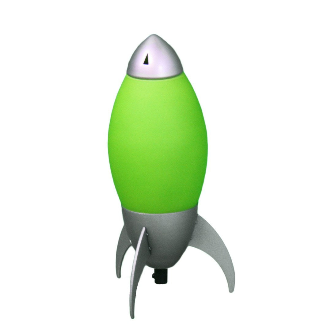 10.5' Tall Acrylic Kids Table Lamp, Rocket Ship design, Green