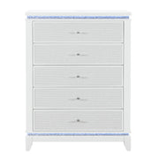 ADALID Contemporary Chest with LED Lighting in White Solid Wood and MDF