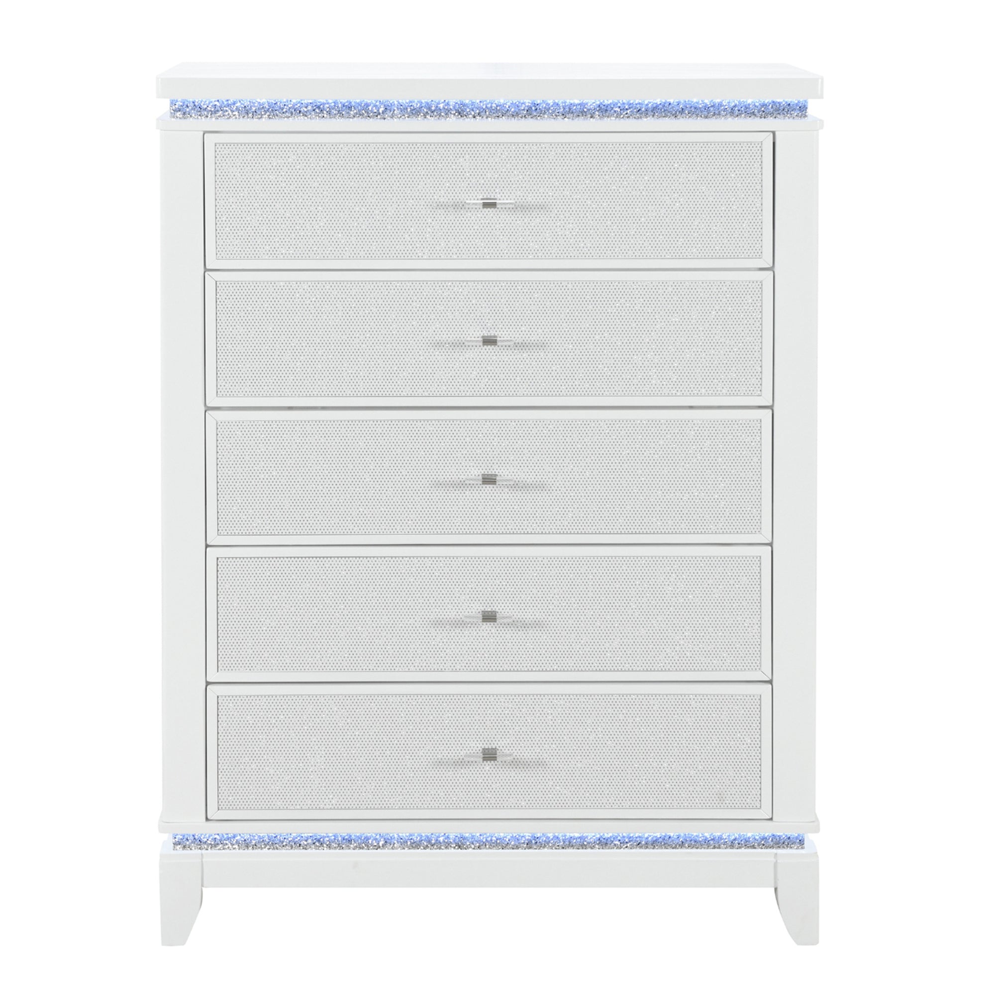 ADALID Contemporary Chest with LED Lighting in White Solid Wood and MDF