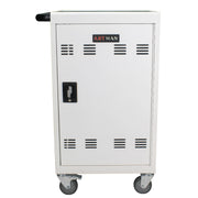 30+2 Bay Mobile School Charging Cart Station for Chromebook, Tablet and Laptop Computer with Power Strip Included - White