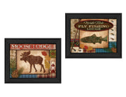'Lodge I Collection' 2-Piece Vignette By Mollie B., Printed Wall Art, Ready To Hang Framed Poster, Black Frame