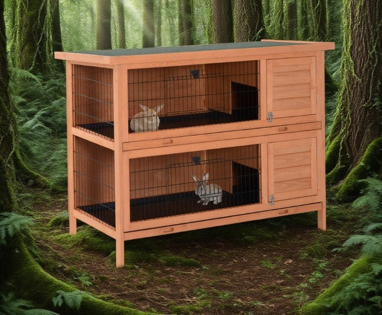 Rabbit Hutch Bunny Cage Wooden Pet House Small Animal Habitat