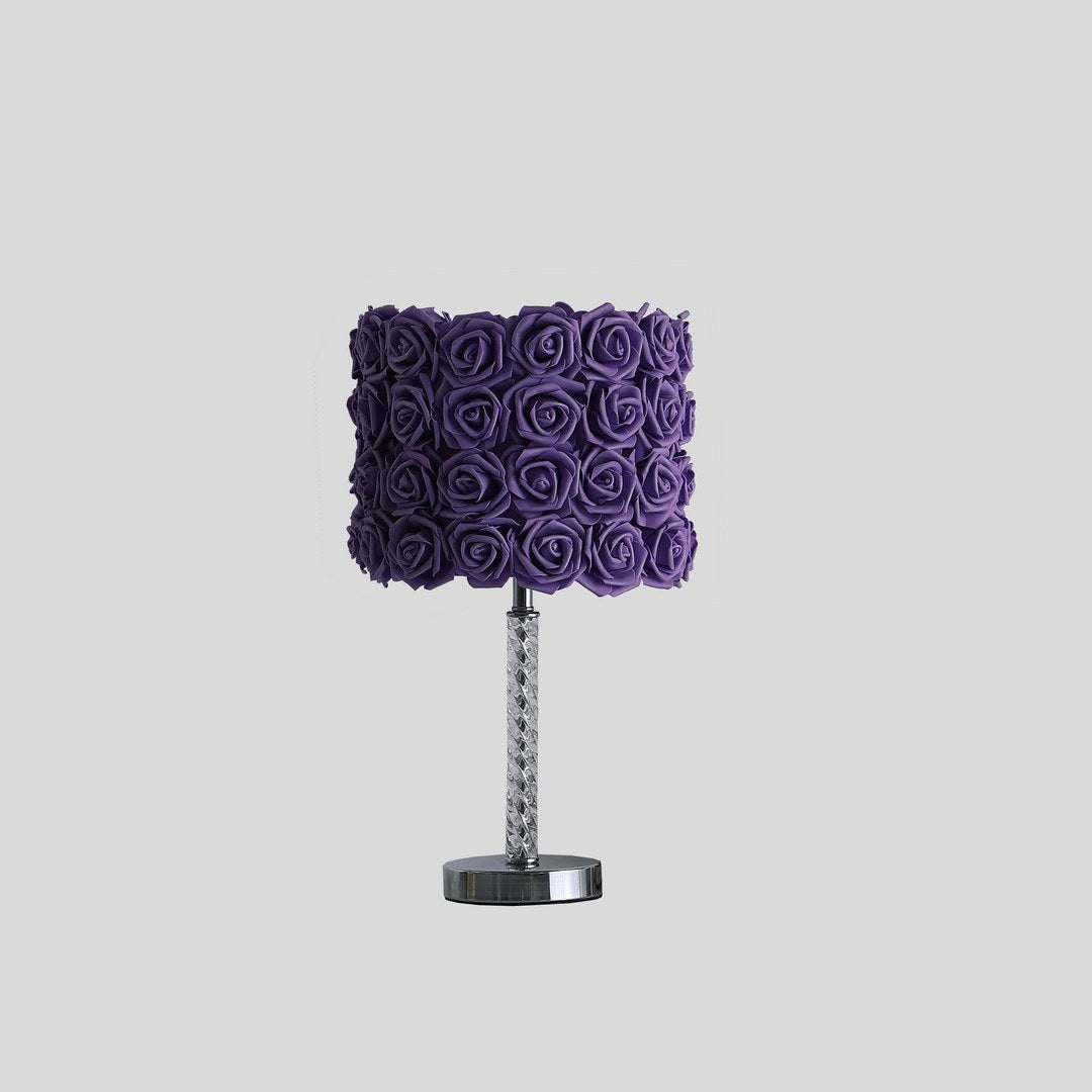 18.25' Lavender Roses in Bloom Acrylic / Metal Table Lamp