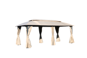 Gazebo 10x20FT, Outdoor Gazebo with Double Roofs, Privacy Curtains, Mosquito Nettings, Heavy Duty Metal Frame Party Tent Canopy for Patio, Backyard, Deck, Lawn, Brown