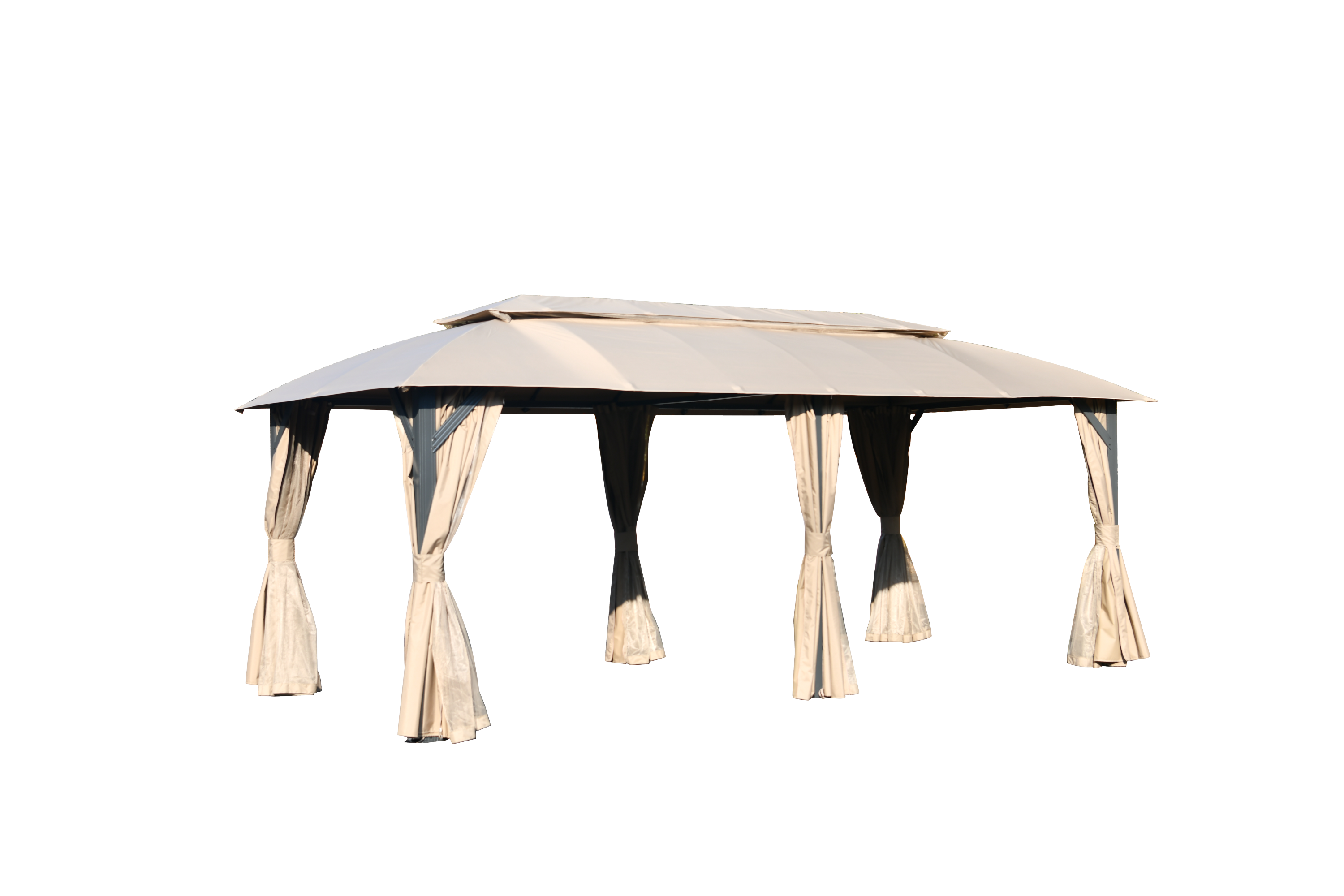 Gazebo 10x20FT, Outdoor Gazebo with Double Roofs, Privacy Curtains, Mosquito Nettings, Heavy Duty Metal Frame Party Tent Canopy for Patio, Backyard, Deck, Lawn, Brown