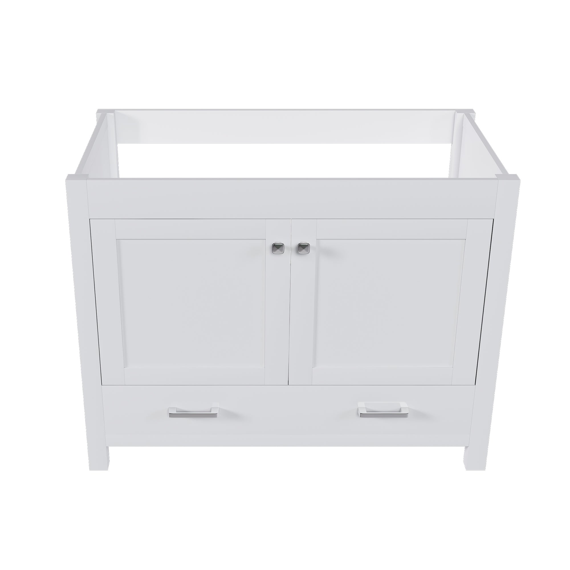 Elegant 42'' Bathroom Vanity Base with Doors and Drawer, Solid Frame & MDF, White Finish