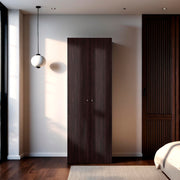 Armoire, 2 Doors, 2 Shelves, Walnut / Black Wengue