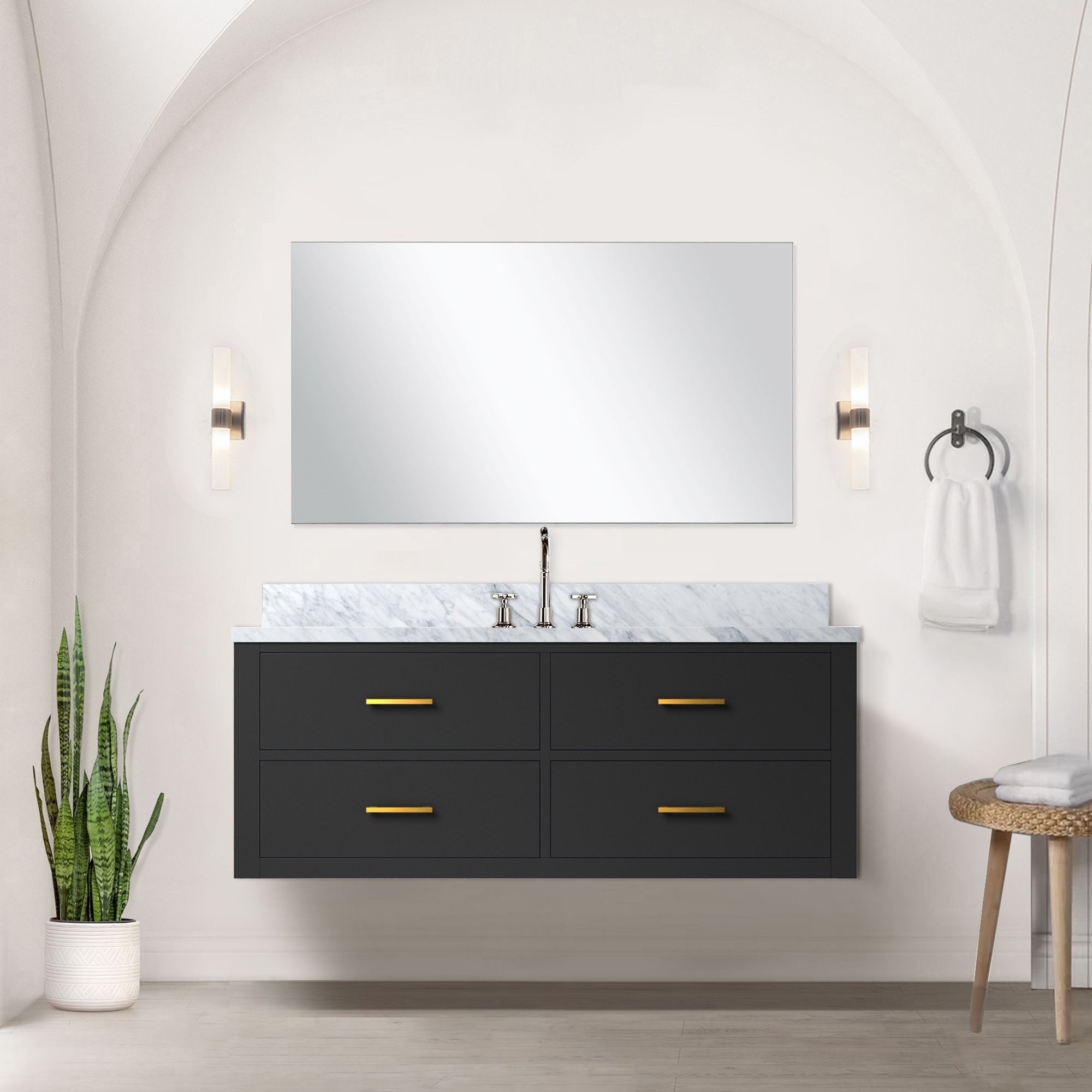 Black Single Bath Vanity 48 in. W x 22 in. D