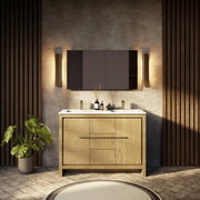 Rustic Acacia Double Bath Vanity 48 in. W x 20 in. D, White Quartz Top and Gun Metal Faucet Set