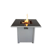 30' Metal Fire Pit with Powder-Coated Finish, Smoked Glass Top, Stainless Steel, 30' Square