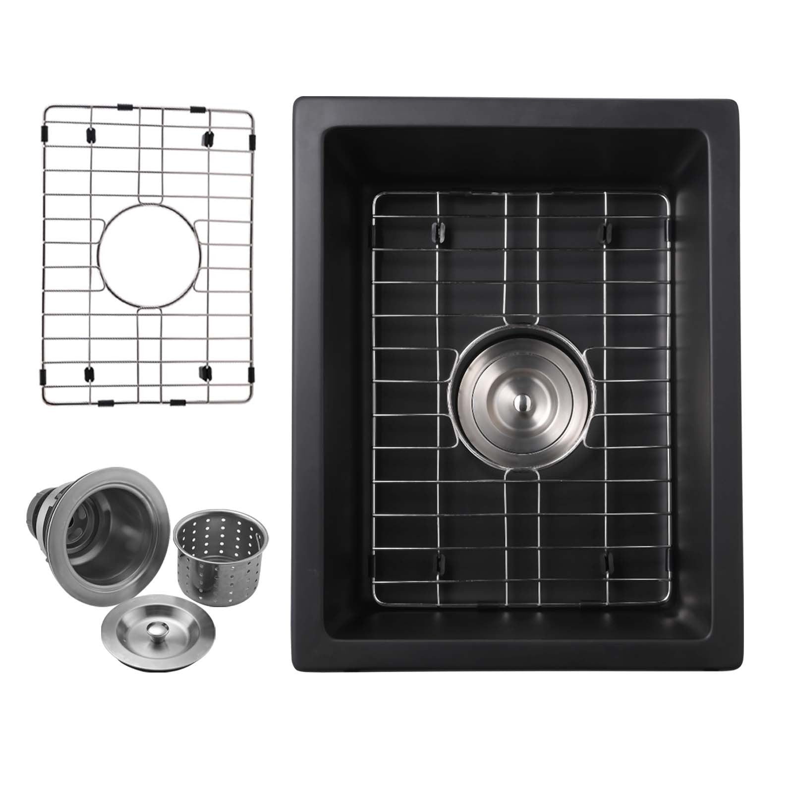 Quartz 13.77' L X 17.71' W Undermount Bar Sink With Basket Strainer