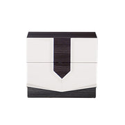 VIOS Contemporary Zebrano Accent Nightstand with High Gloss Finish in White and Black MDF