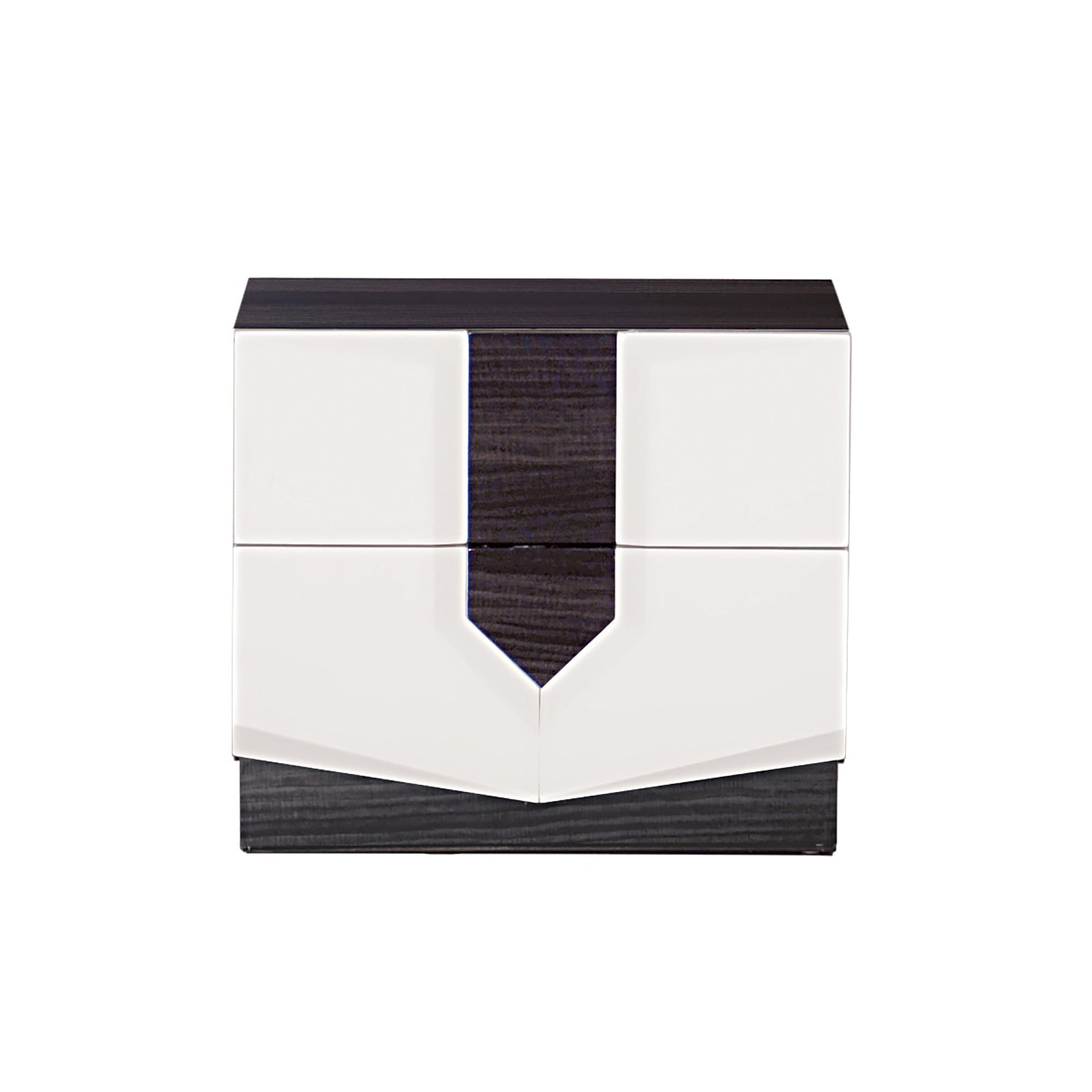 VIOS Contemporary Zebrano Accent Nightstand with High Gloss Finish in White and Black MDF