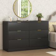 Simply Modern 6-Drawer Dresser, Chest of Drawers for Bedroom, Living Room, Hallway, and Entryway - Large Storage Cabinet Black