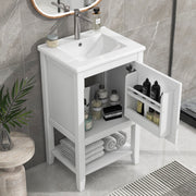 20' Bathroom Vanity with Sink, Bathroom Cabinet with Soft Closing Door, Storage Rack and Open Shelf, White(Old SKU:WF308492AAK)