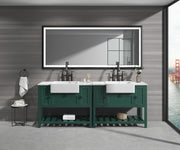 88 x 38 Inch LED Bathroom Mirror with Aluminum Frame, Wall Mounted Vanity Mirror, Anti-Fog, Memory, 3 Colors, Stepless Dimmable