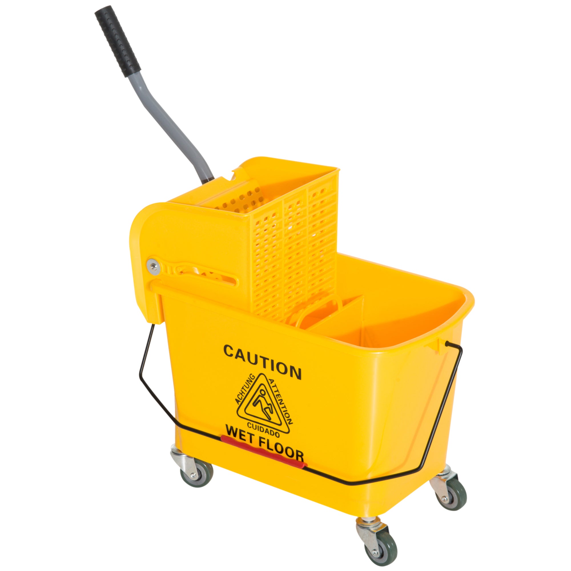 5 Gallon Janitor Mop Bucket w/ Down Press Wringer and Wheels