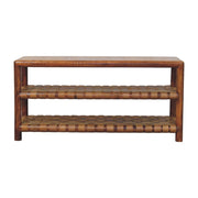 Solid Wood Regency Woven Chestnut Shoe Rack, 2-Slots, Brown
