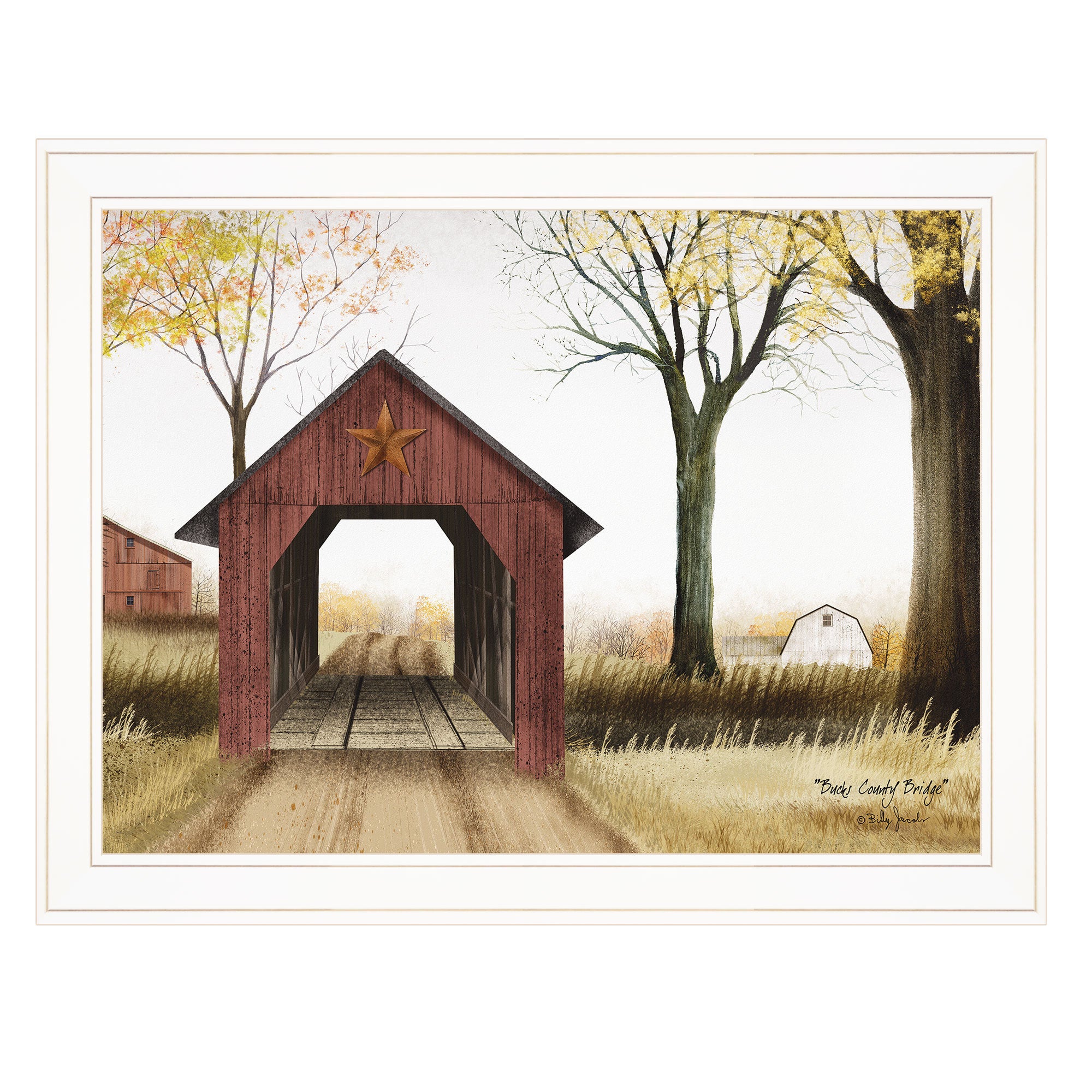 'Buck County Bridge' by Billy Jacobs, Ready to Hang Framed Print, White Frame